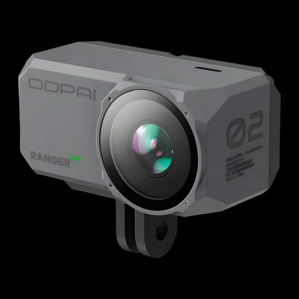 Dashcam DDPAI Ranger M1 Negro 1 Canal 3K WiFi - lente gran angular y logo DDPAI en cuerpo gris angular