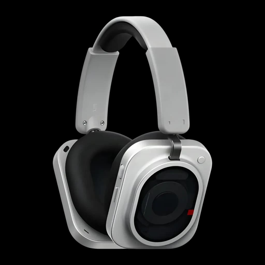 Auriculares Nothing Headphone (1) Pro Cancelación de Ruido Diadema Blanco, vista lateral: cápsula transparente con detalle