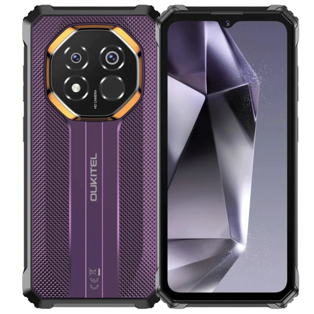 Oukitel G7 lila robuste IP68 IP69K MIL-STD-810H, triple module photo hexagonal, écran goutte d’eau, 4 Go 64 Go, batterie 10600 mAh