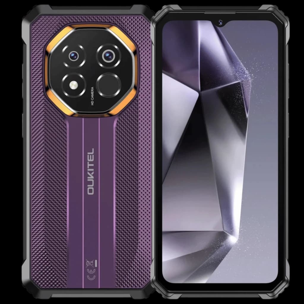 Oukitel G7 lila robuste IP68 IP69K MIL-STD-810H, triple module photo hexagonal, écran goutte d’eau, 4 Go 64 Go, batterie 10600 mAh