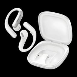 Auriculares Tradutores Timekettle LiveTalk TWS Bluetooth brancos, vista principal: auricular com gancho e estojo