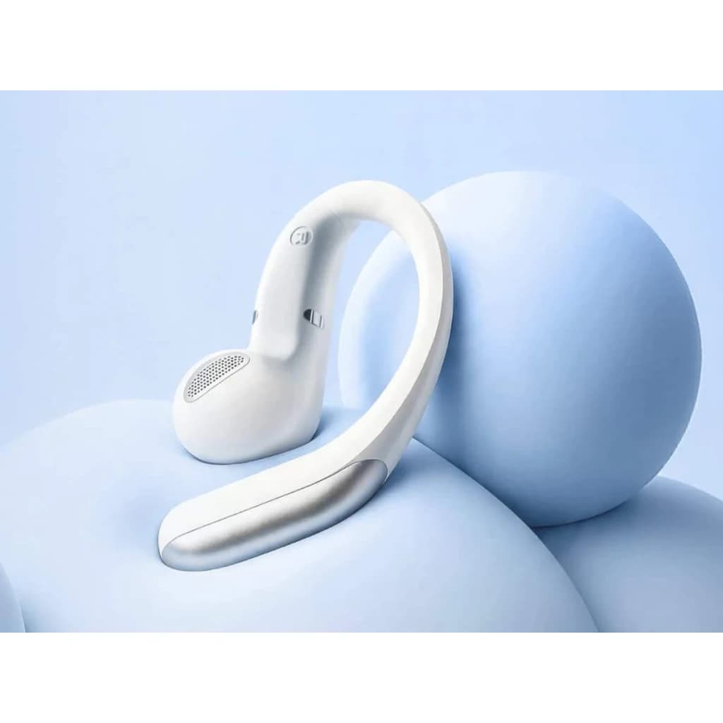 Auriculares Tradutores Timekettle LiveTalk TWS Bluetooth Silver em tom branco e prata, design ergonômico de orelha, compacto, com grelha de áudio visível