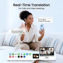 Auriculares Tradutores Timekettle LiveTalk TWS Bluetooth Silver em estojo prateado, design compacto intra-auricular, microfones embutidos e LEDs indicadores