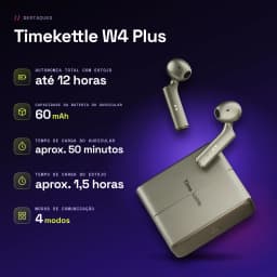 Auriculares Tradutores Timekettle W4 Plus TWS Bluetooth 5.3 12h com estojo Dourado - características, USB-C