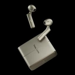 Auriculares Tradutores Timekettle W4 Plus TWS Bluetooth 5.3 12h com estojo Dourado, vista diagonal: dois earbuds flutuando