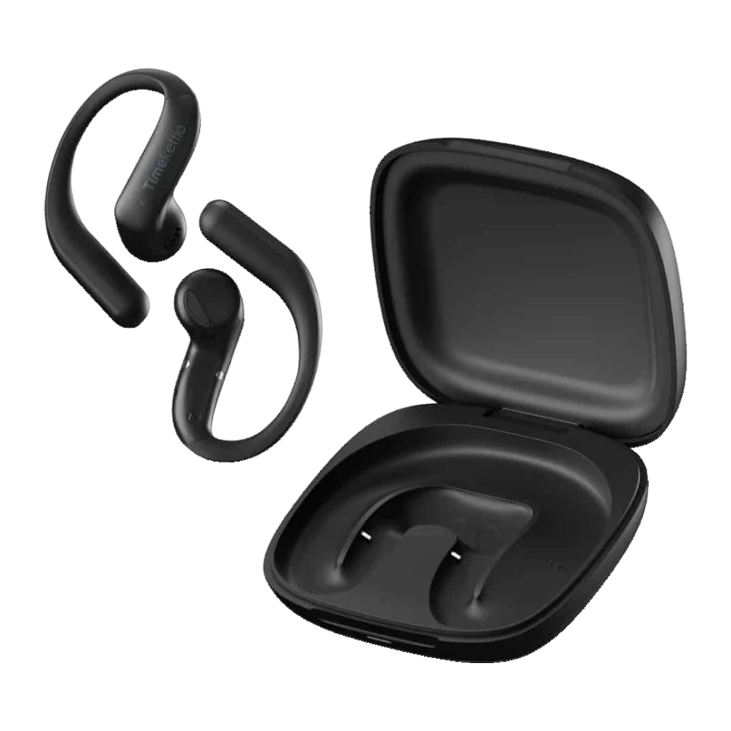 Auriculares traductores Timekettle LiveTalk Bluetooth Negro con diseño de gancho ergonómico, estuche de carga magnético y acabado mate elegante