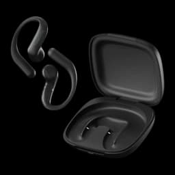 Auriculares tradutores Timekettle LiveTalk Bluetooth Preto, vista principal: auricular com gancho flutuando ao lado