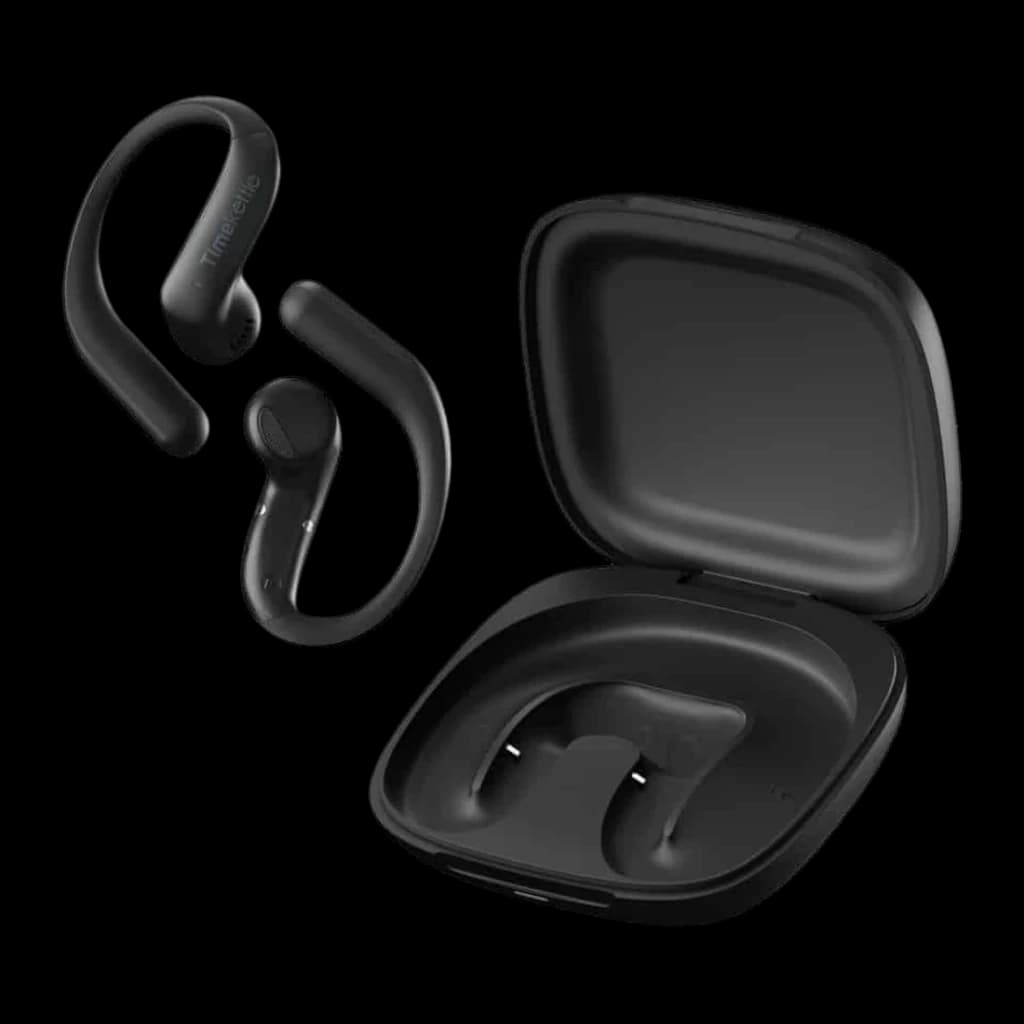 Auriculares traductores Timekettle LiveTalk Bluetooth Negro con diseño de gancho ergonómico, estuche de carga magnético y acabado mate elegante