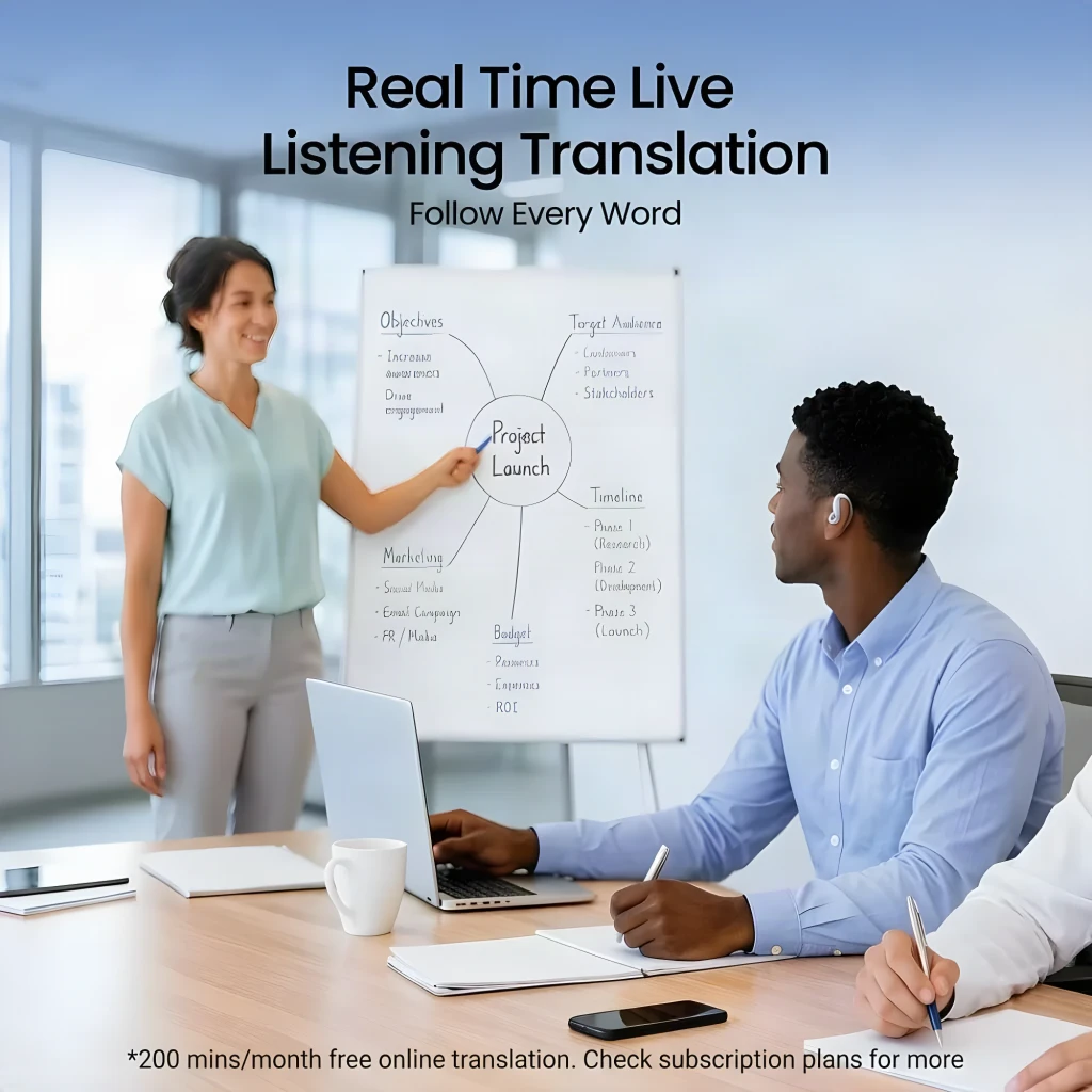 Auriculares traductores Timekettle LiveTalk Bluetooth Negro con diseño intraaural, estuche de carga compacto y micrófono, ideales para reuniones y
