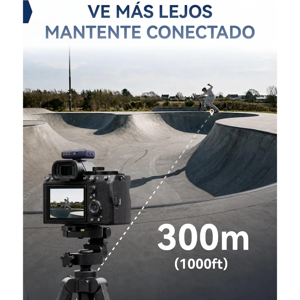Micrófono inalámbrico Hollyland Lark M3 Combo 2TX y 1RX USB-C en gris espacial, alcance de 300 m, ideal para cámara en trípode y grabación a distancia