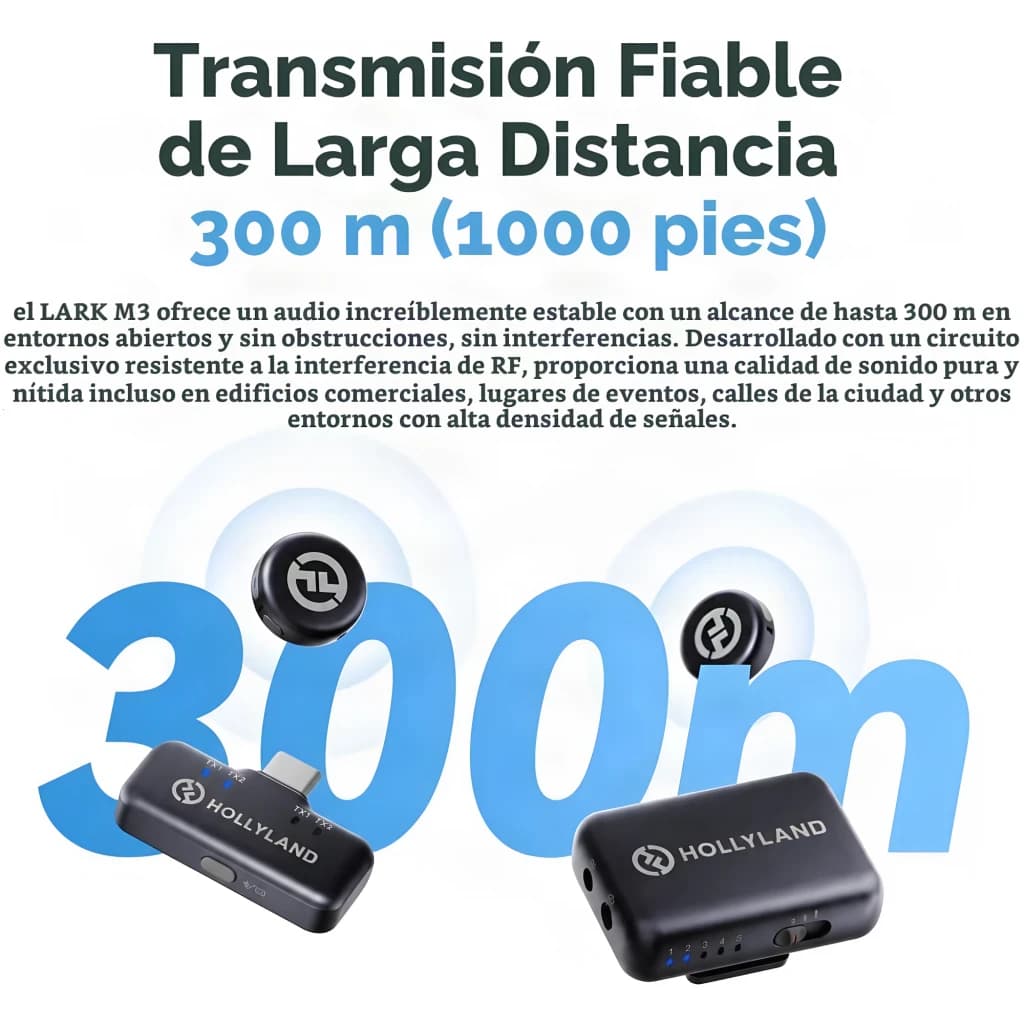 Microphone Sans Fil Hollyland Lark M3 Combo 4TX & 2RX Gris Sidéral USB-C avec émetteurs compacts, récepteurs USB-C et portée sans fil jusqu’à 300 m