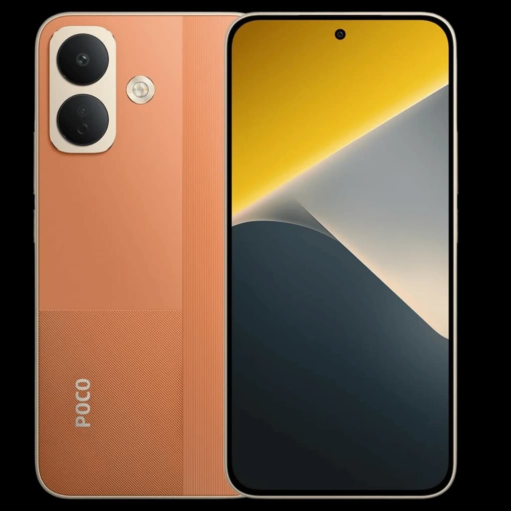 Xiaomi Poco  X8 5G negro con pantalla AMOLED 6,59 pulgadas 120Hz y cámara dual trasera 50MP con OIS; frontal perforada centrada y acabado bicolor mate y liso