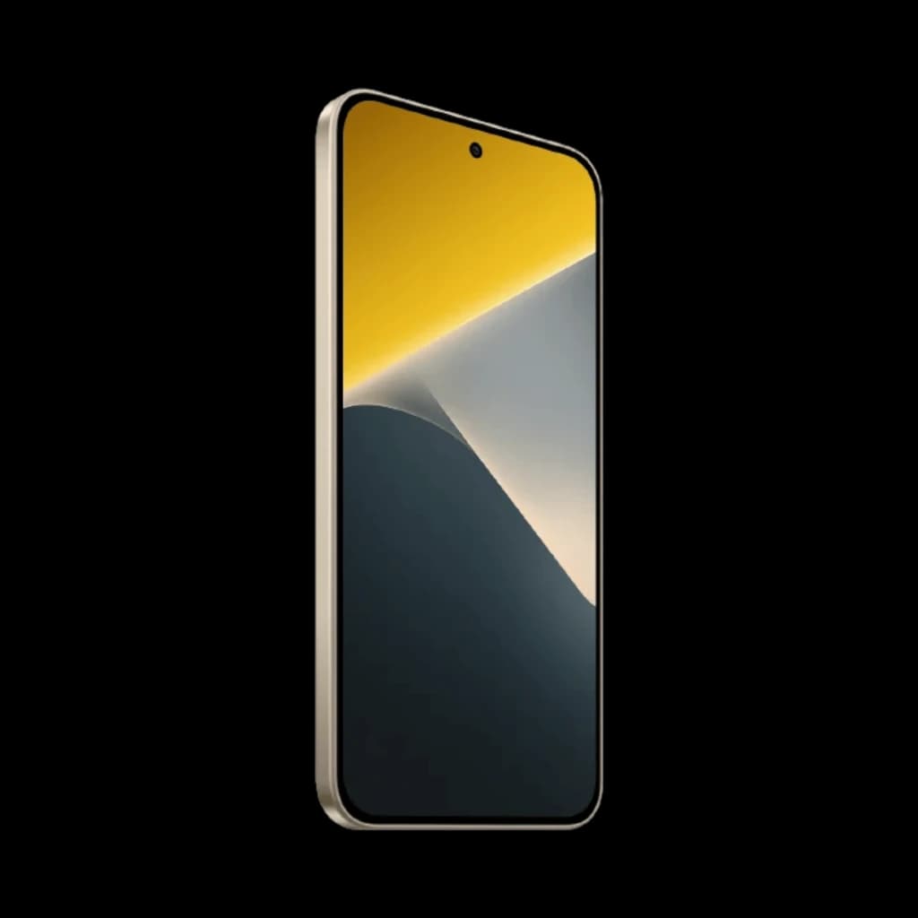 Xiaomi Poco X8 5G naranja con pantalla AMOLED 6,59 pulgadas 120Hz, borde dorado, cámara frontal perforada centrada y diseño minimalista elegante