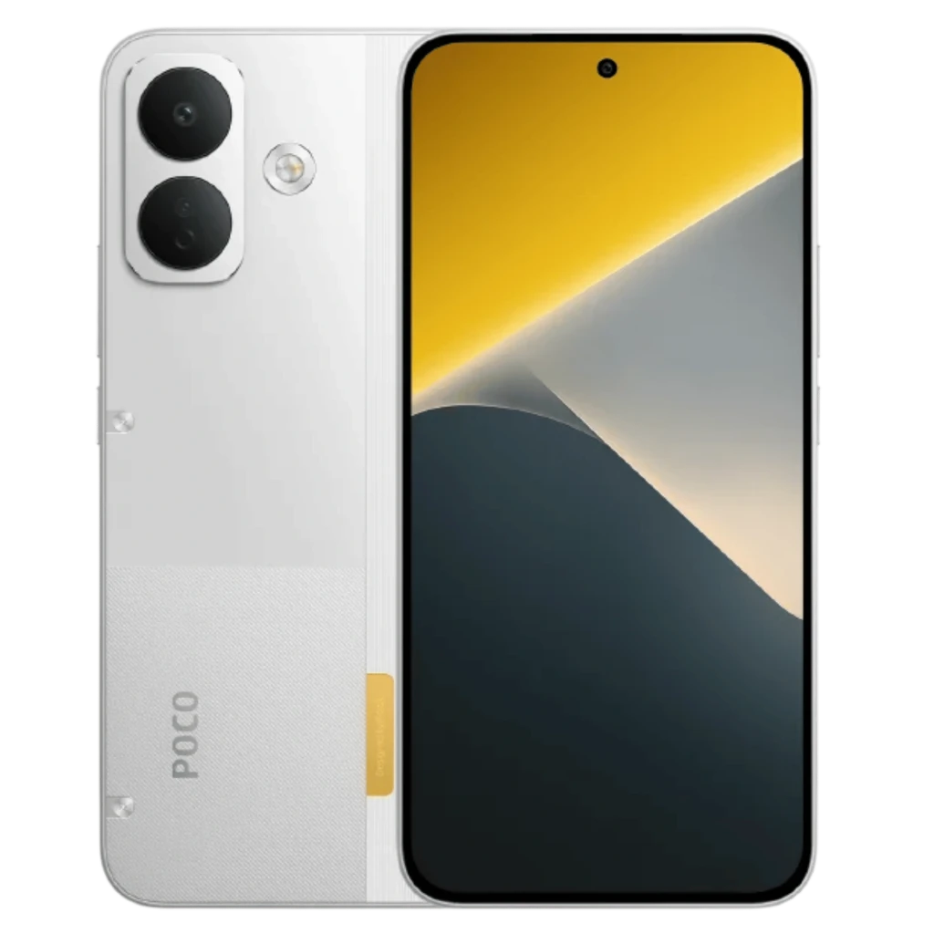 Xiaomi Poco X8 5G negro con pantalla AMOLED 6,59 pulgadas 120Hz y cámara dual trasera 50MP con OIS; frontal perforada centrada y acabado bicolor mate y liso
