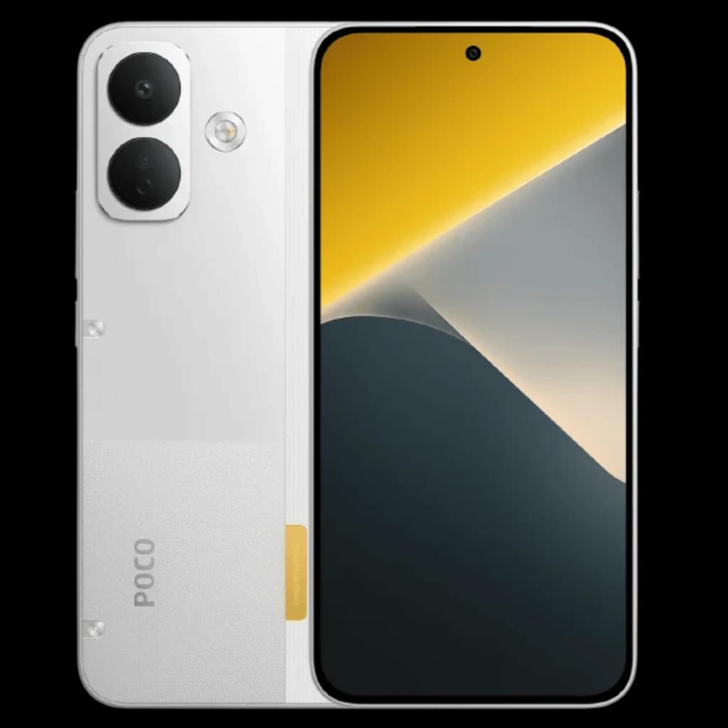 Xiaomi Poco  X8 5G negro con pantalla AMOLED 6,59 pulgadas 120Hz y cámara dual trasera 50MP con OIS; frontal perforada centrada y acabado bicolor mate y liso