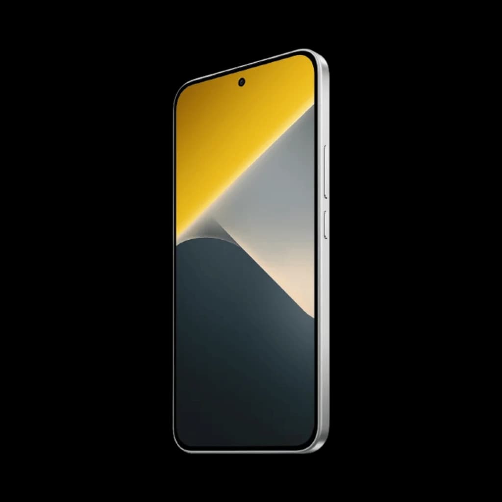 Xiaomi Poco X8 5G blanco con pantalla AMOLED 6,59 pulgadas 120Hz, bordes planos metálicos y cámara frontal en perforación central