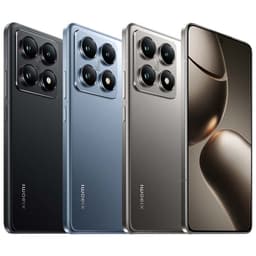 Xiaomi 14T Pro 5G prateado usado excelente estado, 12 GB RAM 512 GB. Tela ampla com furo central, módulo traseiro quadrado com quatro câmeras grandes.