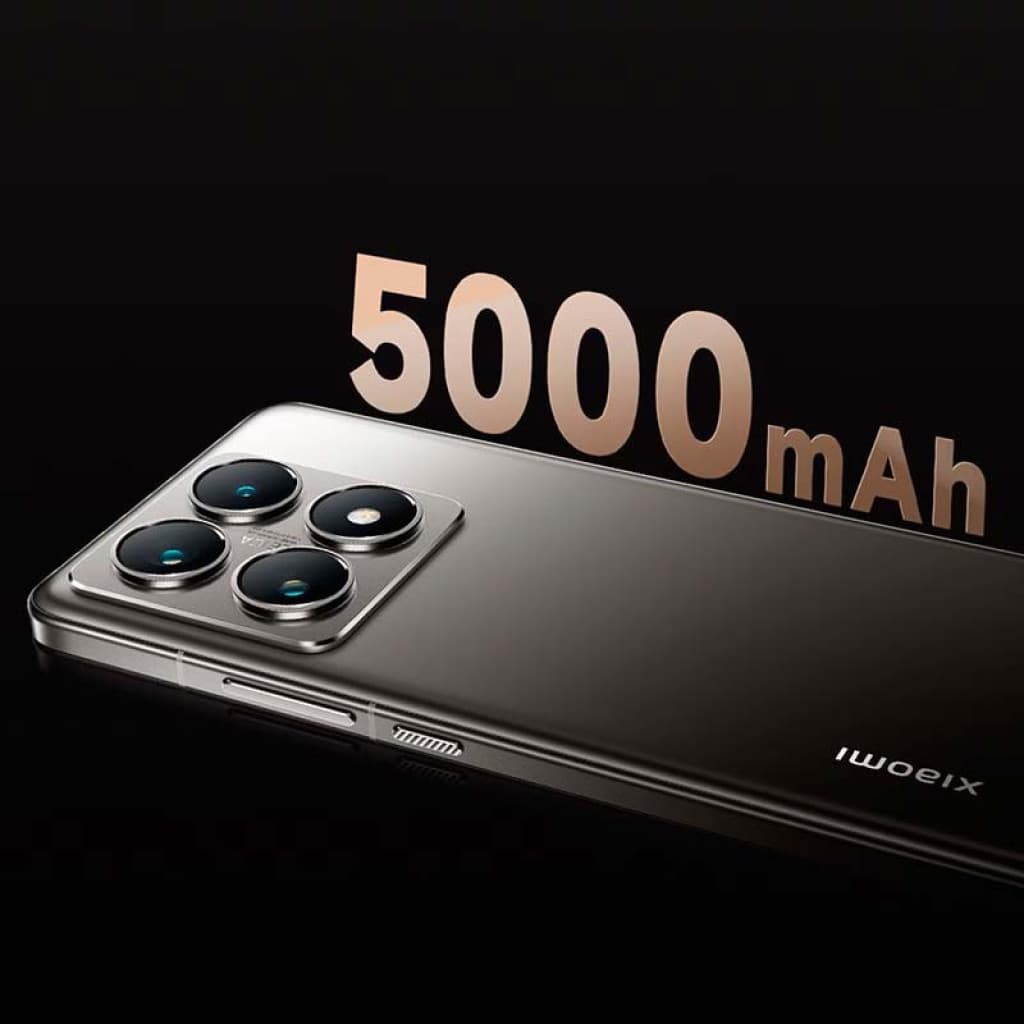 Xiaomi 14T Pro 5G prateado, usado excelente. Módulo de câmera quádrupla saliente, acabamento metálico elegante, destaque para bateria 5000 mAh.