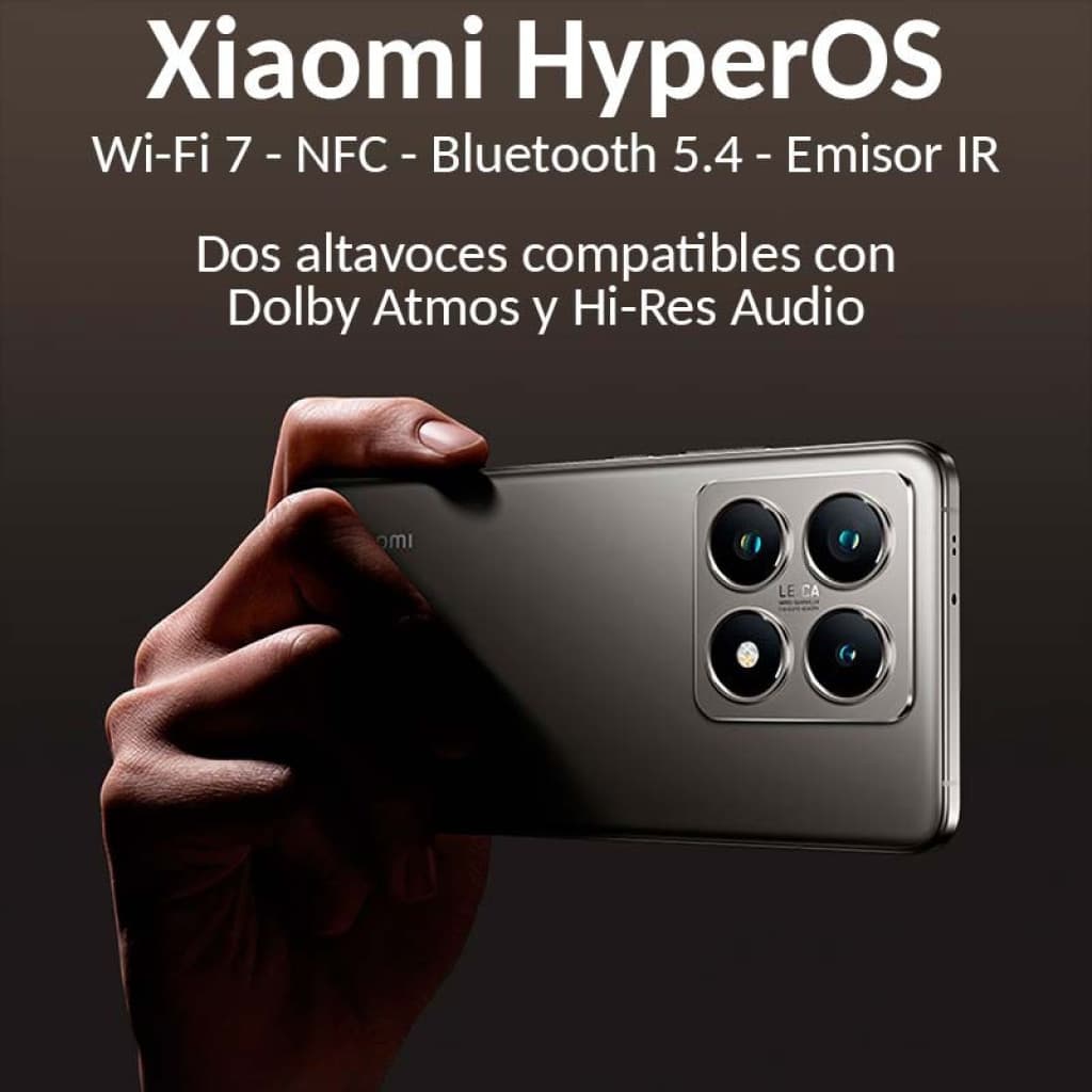 Xiaomi 14T Pro 5G prateado, usado excelente. Traseira metálica com módulo de câmera quádrupla Leica saliente. Destaques: Wi-Fi 7, NFC, BT 5.4, IR, Dolby