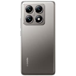 Xiaomi 14T Pro 5G prateado, usado excelente: traseira metálica cinza, módulo quadrado com 4 câmeras grandes, logo Xiaomi discreto, acabamento premium
