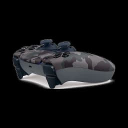 Mando Sony DualSense PS5 reacondicionado en estado excelente, acabado gris camuflaje, botones y joysticks negros, diseño ergonómico y superficie texturizada