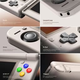 Consola portátil Retroid Pocket Duo Lite 16Bit 6GB/128GB em plástico resistente, tela ampla, analógico preciso, D-pad direcional, botões ABXY coloridos e