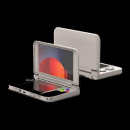 Consola portátil Retroid Pocket Duo Lite 16Bit 6GB/128GB em cinza, design dobrável tipo concha, tela ampla, botões coloridos ABXY e controles laterais