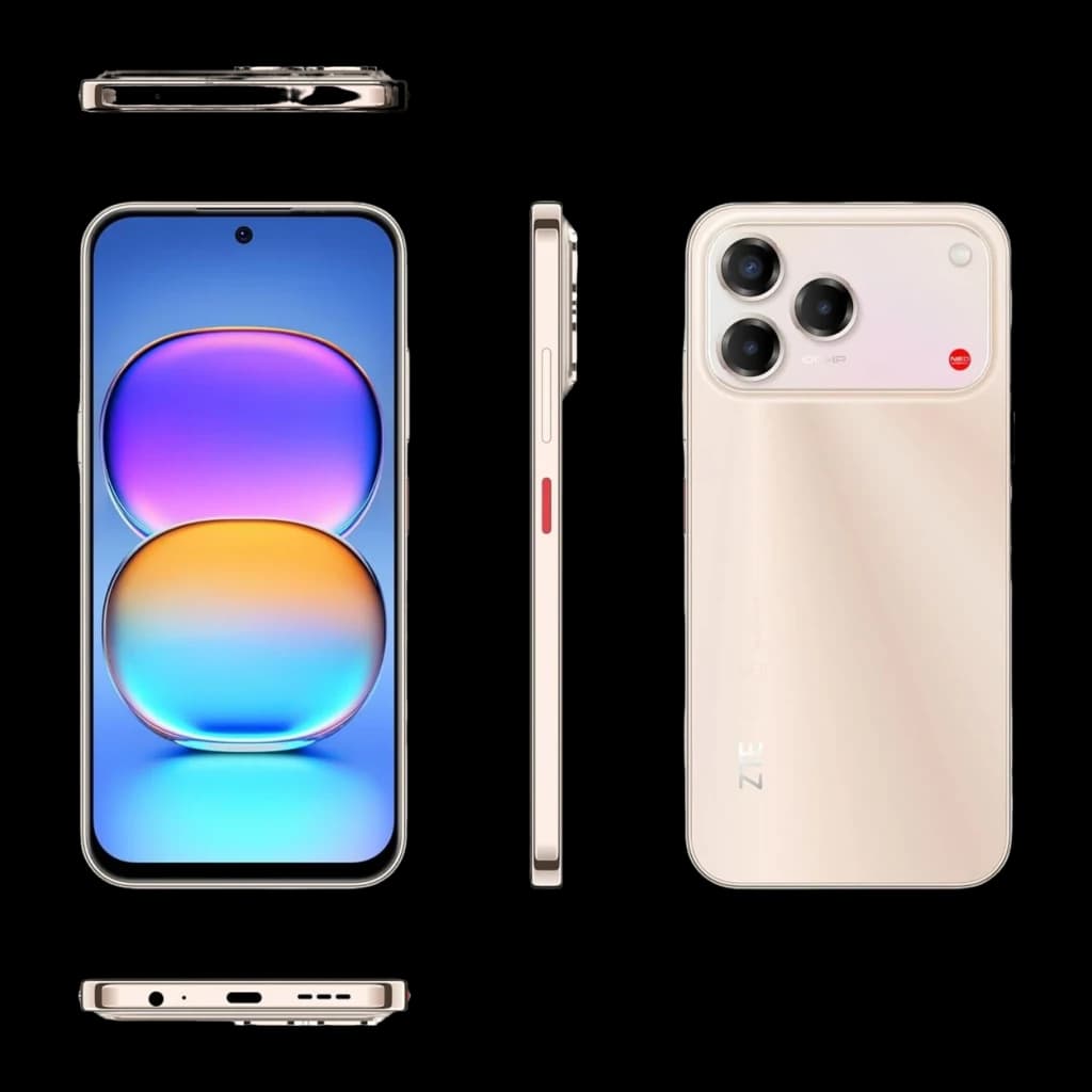ZTE Blade V80 Pro 8GB/256GB Dorado 6,75 pulgadas IPS 120Hz 108MP IP64 - frontal con pantalla IPS, lateral