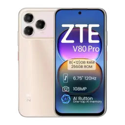 ZTE Blade V80 Pro 8GB/256GB Dorado 6,75 pulgadas IPS 120Hz 108MP IP64, vista frontal y trasera: pantalla AMOLED con specs