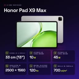 Honor Pad X9 Max 4Go/128Go Gris 13 pouces LCD 120Hz Snapdragon 6s 4G Gen 2 10100mAh - caractéristiques