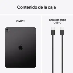 Apple iPad Pro 13 pouces M5 256Go Noir OLED 120Hz - dos avec module caméras et câble USB-C tressé noir