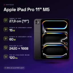 Apple iPad Pro 11 pouces M5 256Go Noir OLED 120Hz Wi-Fi + Cellular - caractéristiques, 27,9 cm (11")
