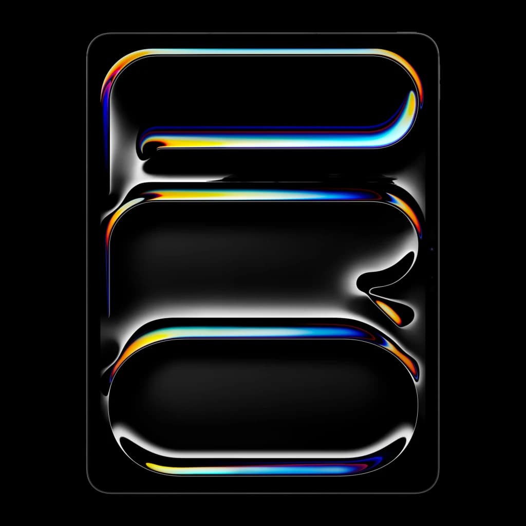 Apple iPad Pro M5 13 pouces 512 Go Noir OLED 120Hz 5G - reflet irisé sur dalle OLED noire avec reflets