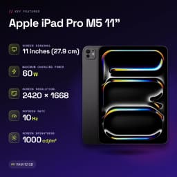 Apple iPad Pro M5 11 pouces 256 Go Noir OLED 120Hz - caractéristiques, 256 GB