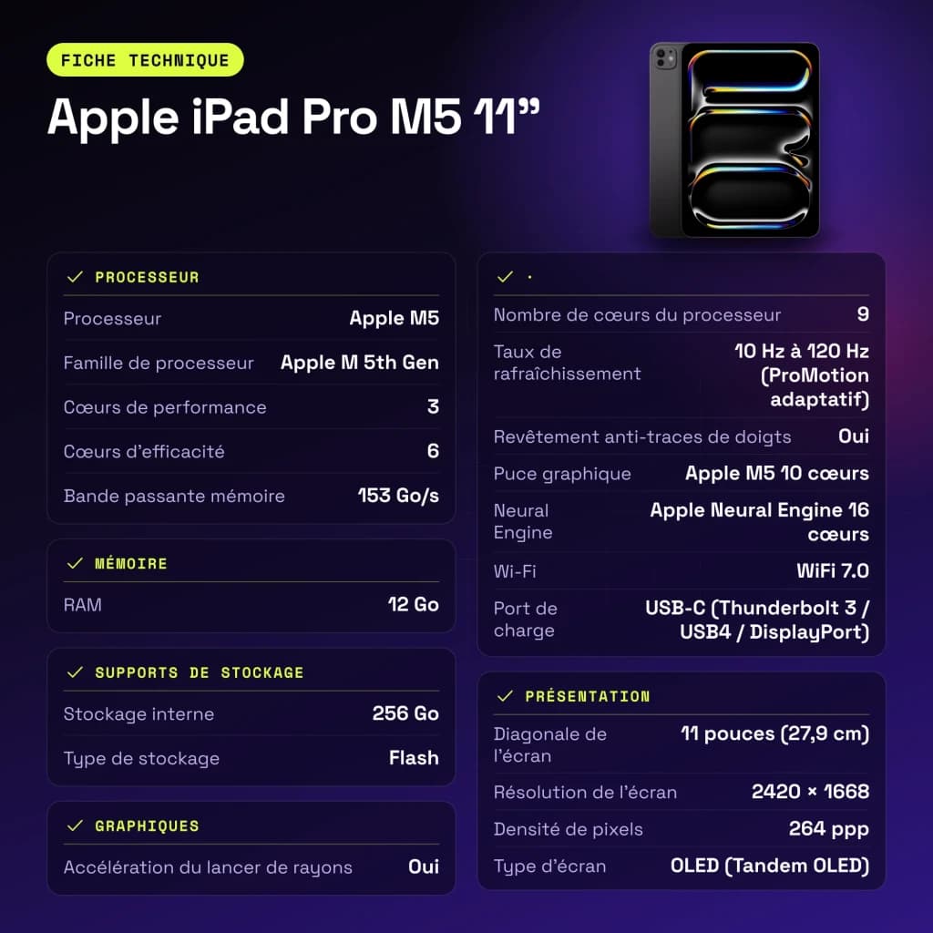 Apple iPad Pro M5 256GB Noir