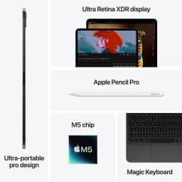 Apple iPad Pro M5 11 pouces 256 Go Noir OLED 120Hz - profil latéral, écran Ultra Retina XDR, puce M5, Apple