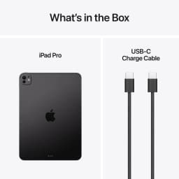 Apple iPad Pro M5 11 pouces 256 Go Noir OLED 120Hz - vue arrière avec module caméras et câble USB-C tressé