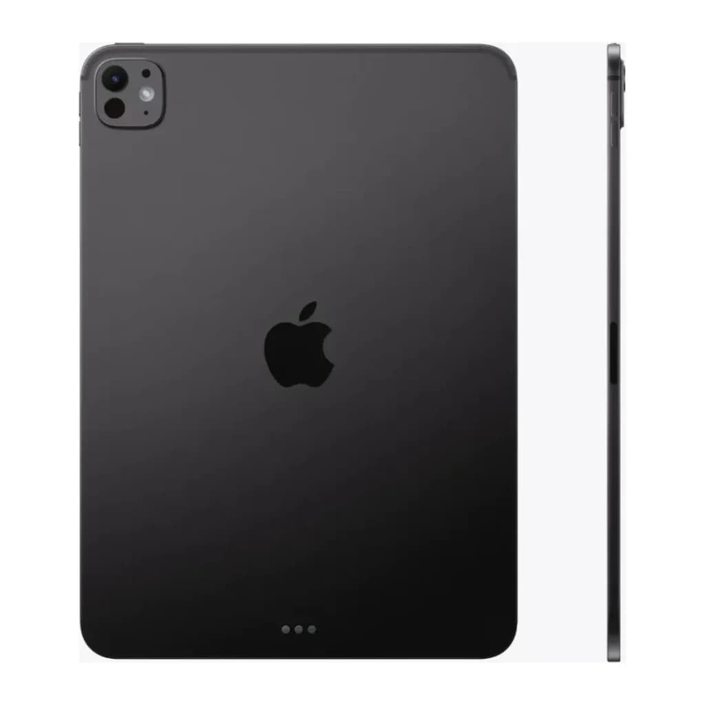 Apple iPad Pro M5 11 pouces 256 Go Noir OLED 120Hz - châssis noir mat, module caméras et logo Apple visibles