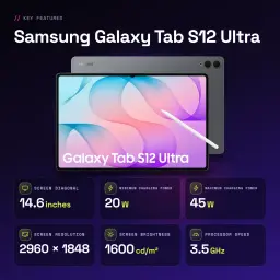 Samsung Galaxy Tab S12 Ultra 12Go/512Go Gris S Pen inclus 14,6 pouces Dynamic AMOLED 2X 11600mAh - caractéristiques, 3,5 GHz