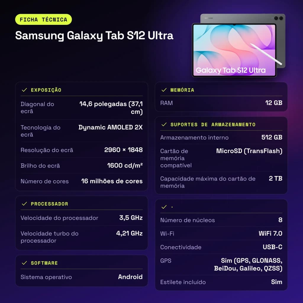 Samsung Galaxy Tab S12 Ultra 12Go/512Go Gris S Pen inclus 14,6 pouces Dynamic AMOLED 2X 11600mAh - Bluetooth 6