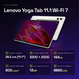 Lenovo Yoga Tab 11.1 Wi-Fi 7 12 Go/256 Go Gris 11,1 pouces 3.2K 144Hz Snapdragon 8 Gen 3 8860mAh - 600 cd / m²