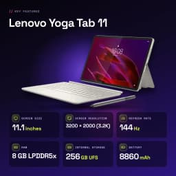 Lenovo Yoga Tab 11 Wi-Fi 8Go/256Go Blanc 144Hz IPS Snapdragon 8 Gen 3 8860mAh - caractéristiques, 144 Hz