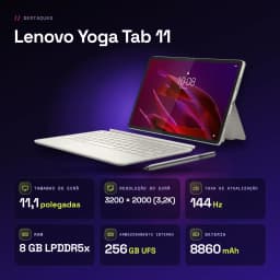 Lenovo Yoga Tab 11 Wi-Fi 8Go/256Go Blanc 144Hz IPS Snapdragon 8 Gen 3 8860mAh - caractéristiques, 8860 mAh