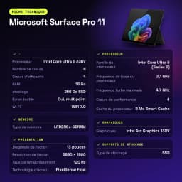 Tablet Microsoft Surface Pro 11 16GB/256GB 13 pulgadas PixelSense Flow 120Hz Táctil Intel Core Ultra 5 236V SSD Negro