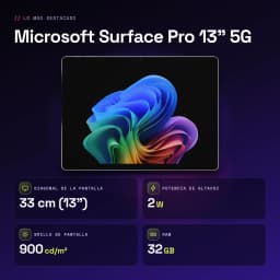 Microsoft Surface Pro 13 pulgadas 5G 32GB/1TB OLED 120Hz Intel Core Ultra 7 366H WiFi 7 Negro Platino - características