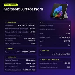 Tablet Microsoft Surface Pro 11 16GB/512GB 13 polegadas Intel Core Ultra 5 236V SSD Platina - características, 512 GB