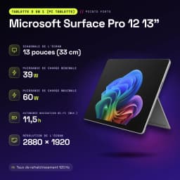 Portátil Microsoft Surface Pro 12 13 pulgadas 32GB/1TB OLED 2880x1920 Qualcomm Snapdragon X Plus SSD Negro Platino - 53 Wh