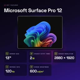 Microsoft Surface Pro 12 32GB/256GB 13 pulgadas LCD PixelSense 120Hz Intel Core Ultra 5 335 WiFi 7 Platino - 256 GB