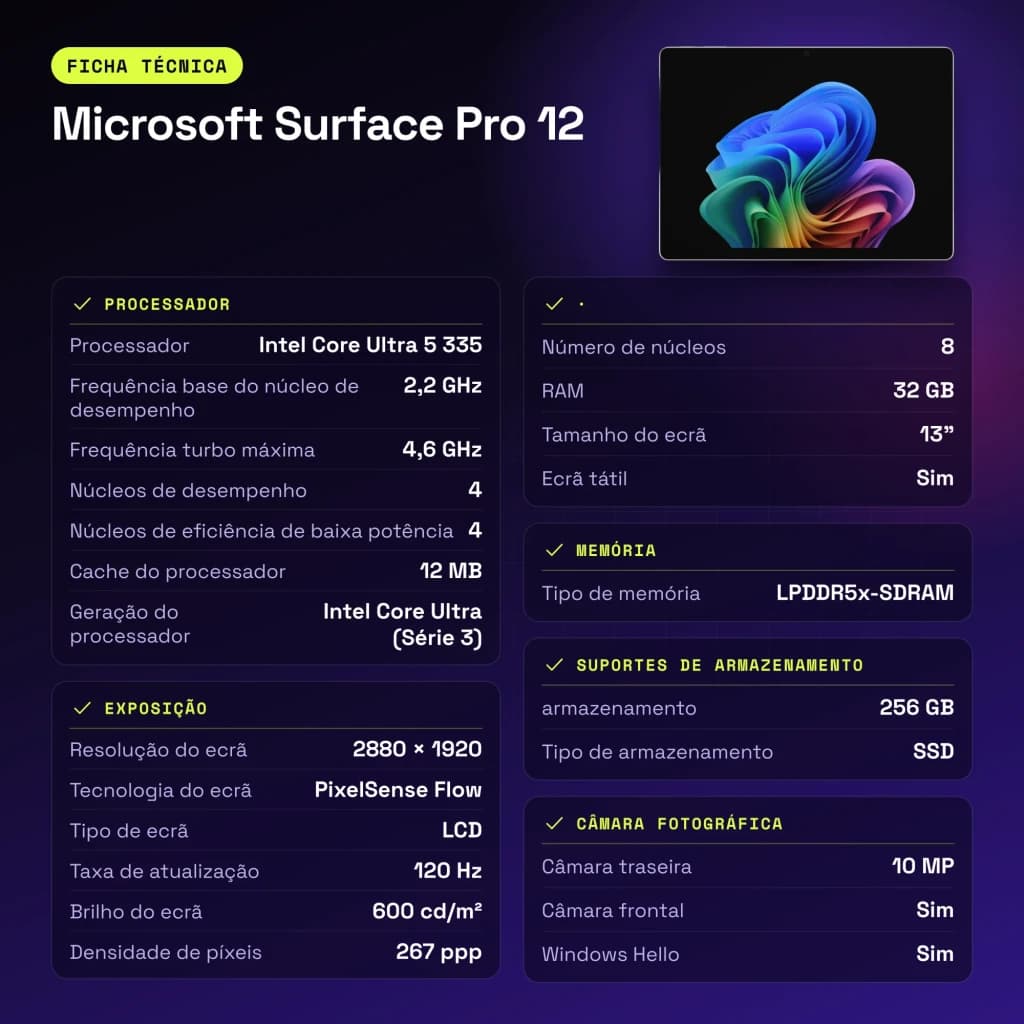 Microsoft Surface Pro 12 32GB/256GB Platino