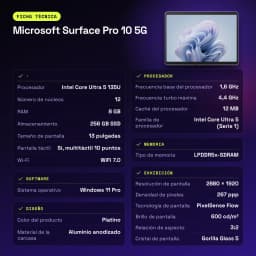 Microsoft Surface Pro 10 8GB/256GB Platino